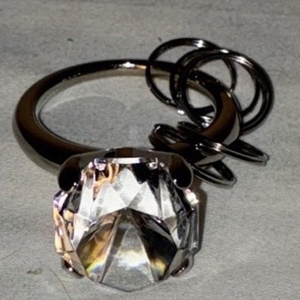 Vintage Avon Diamond Ring Keychain Faux Crystal NIB New Old Stock